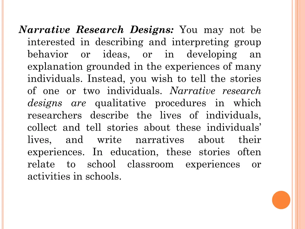 narrative research designs