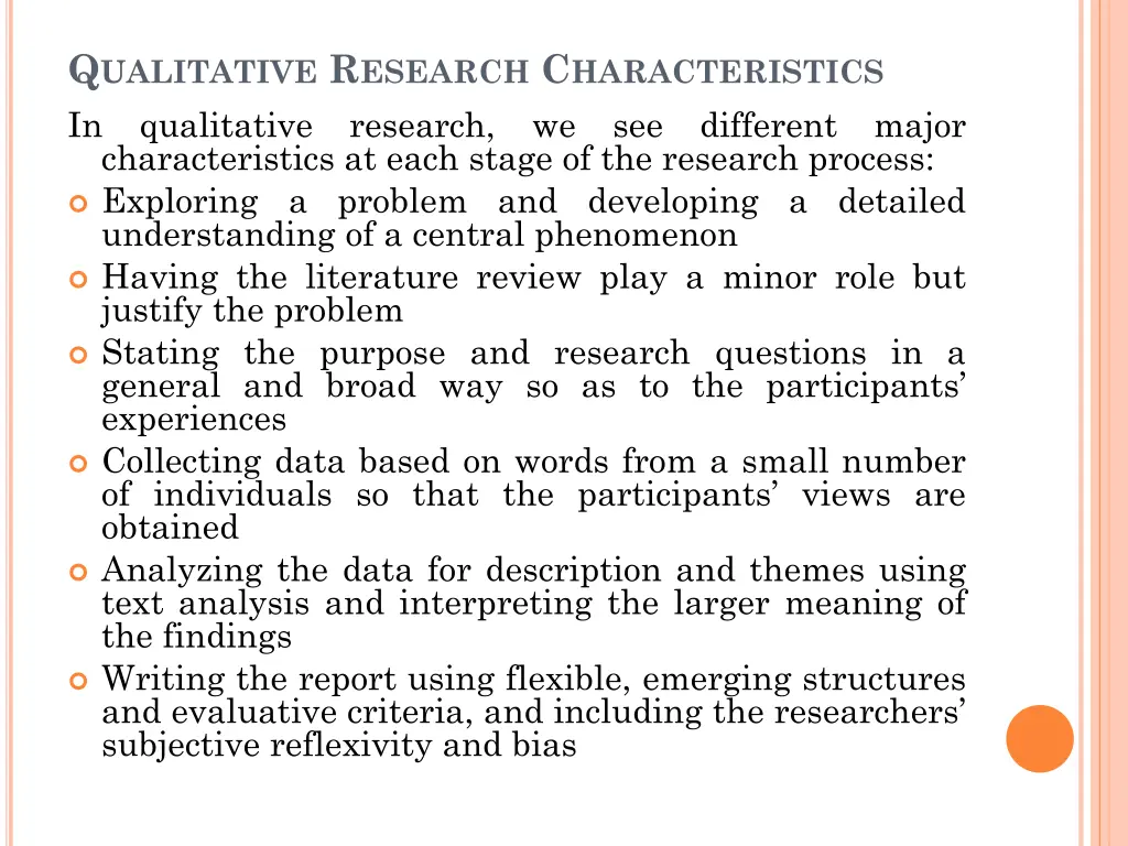 q ualitative r esearch c haracteristics