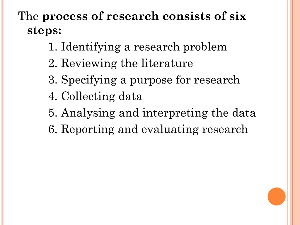 the process of research consists of six steps