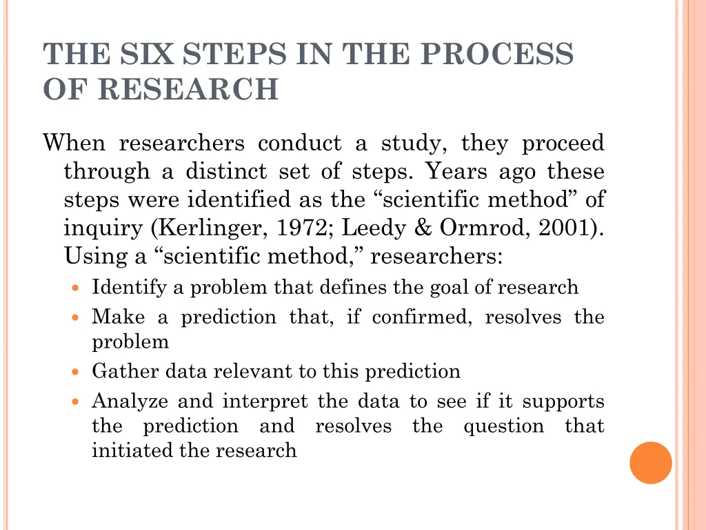 the six steps in the process of research