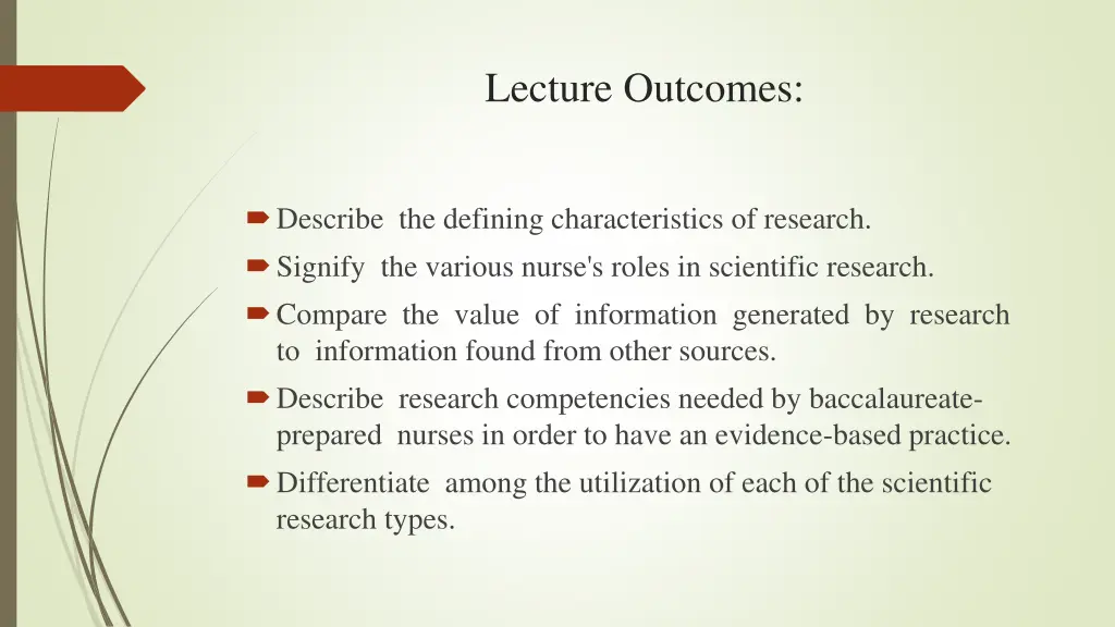 lecture outcomes