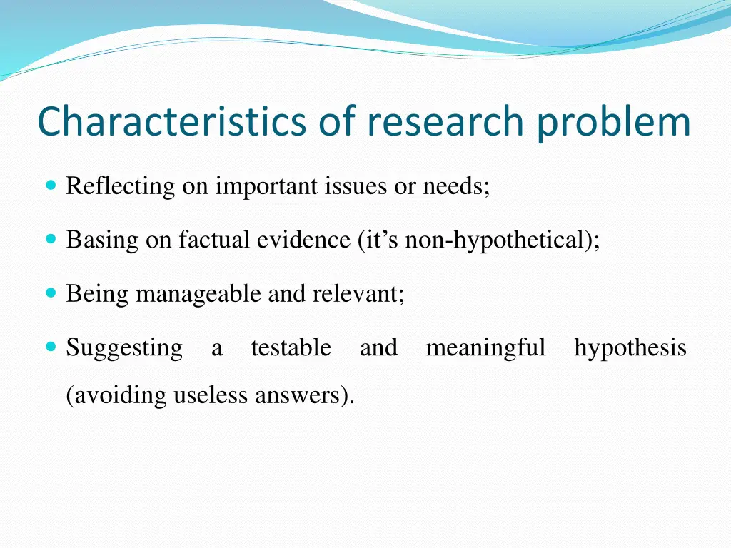 characteristics of research problem