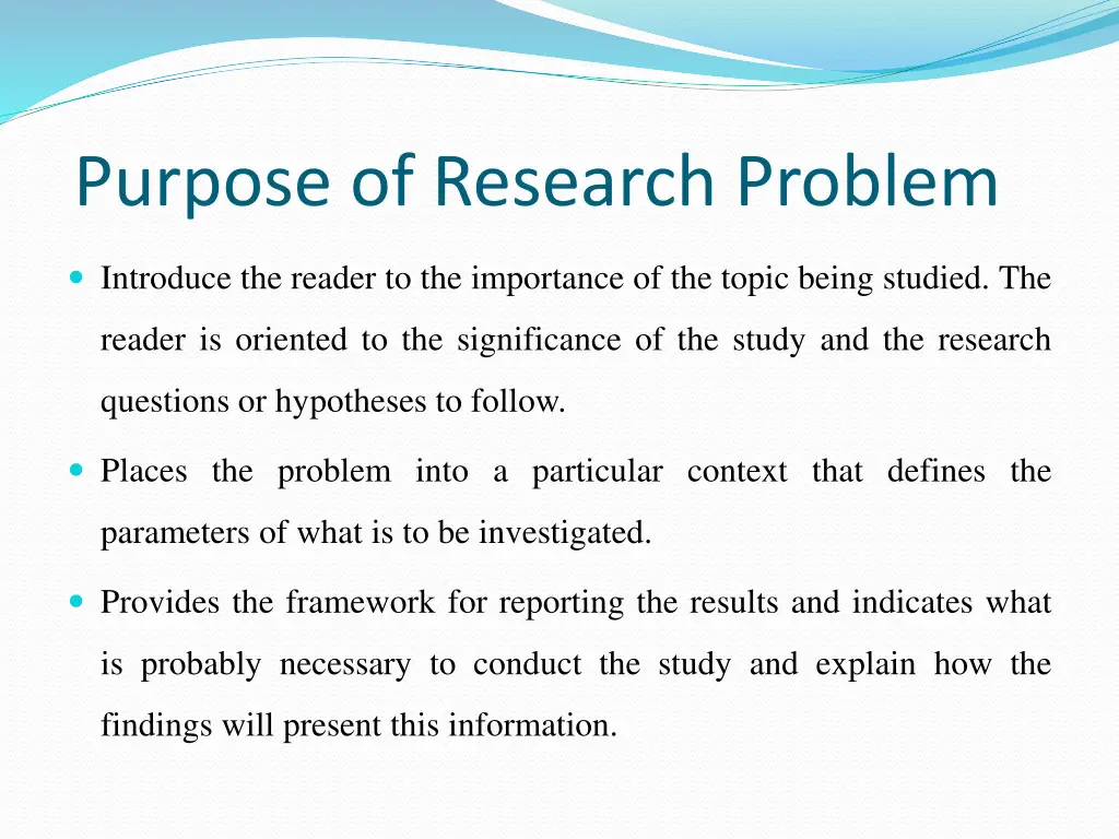 purpose of research problem