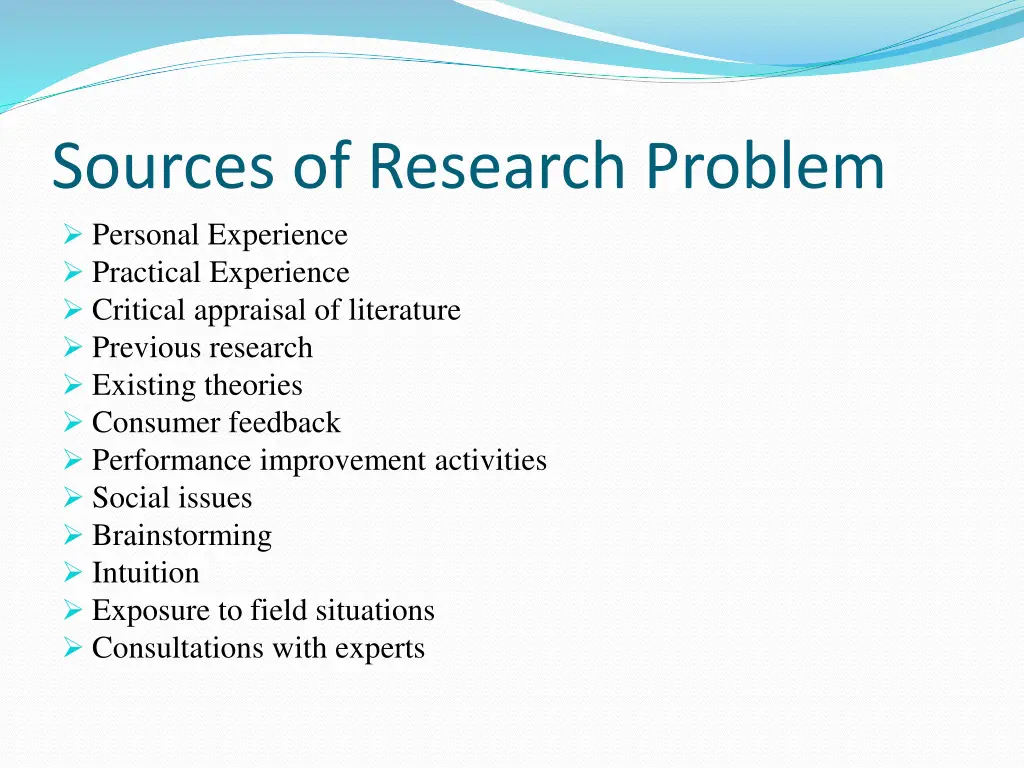 sources of research problem personal experience