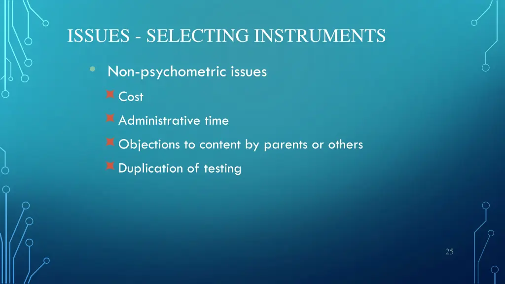 issues selecting instruments