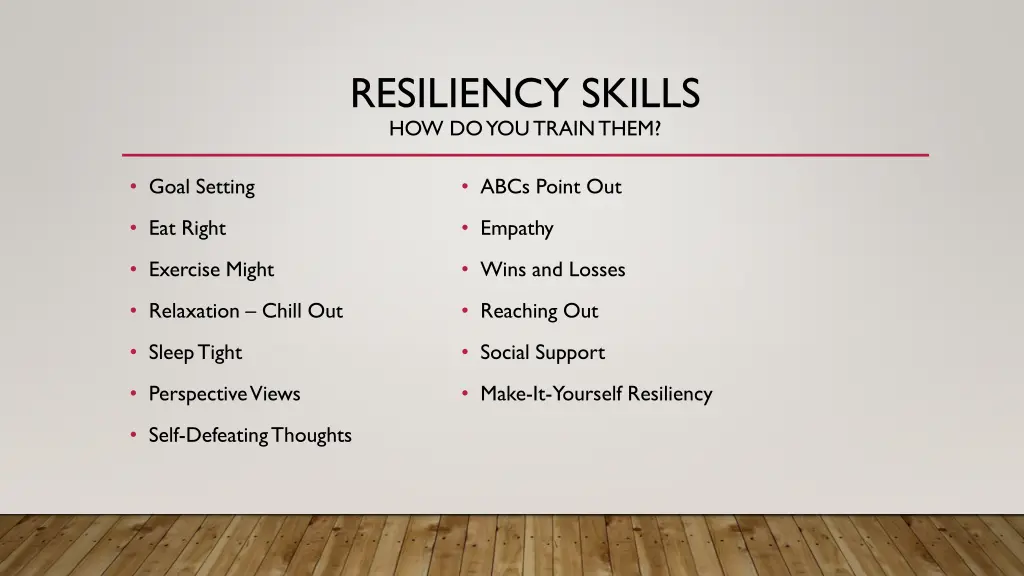 resiliency skills how do you train them