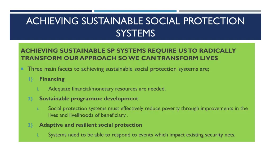 achieving sustainable social protection systems