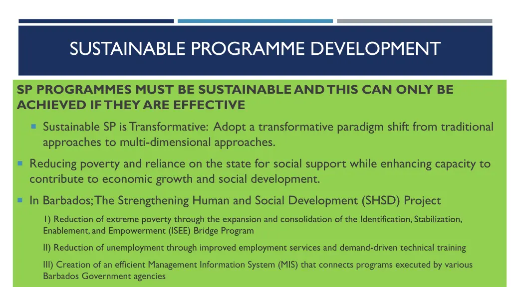 sustainable programme development