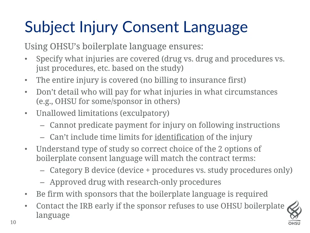 subject injury consent language