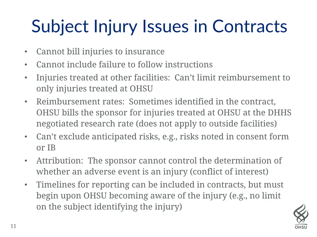 subject injury issues in contracts