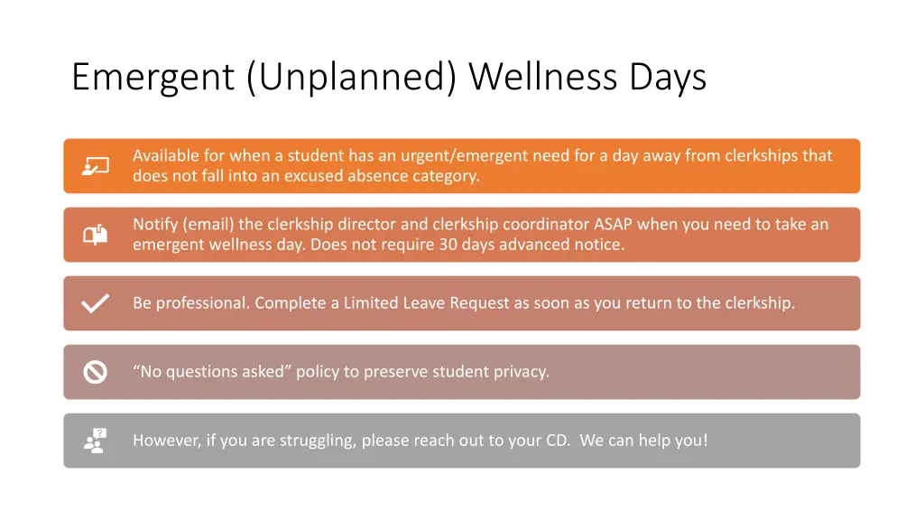 emergent unplanned wellness days