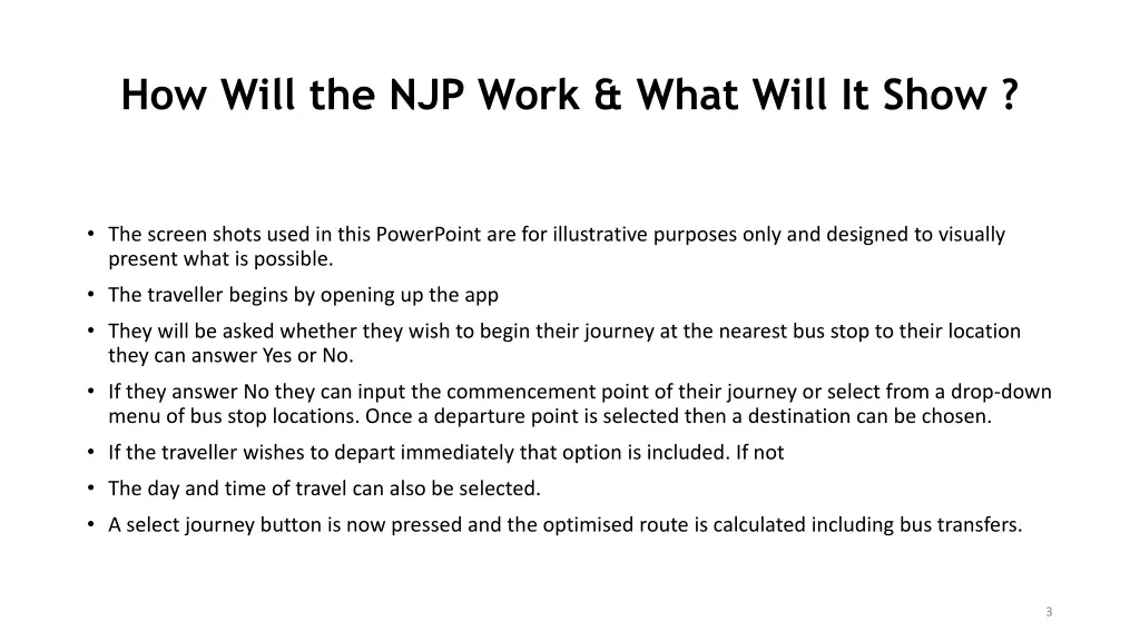 how will the njp work what will it show