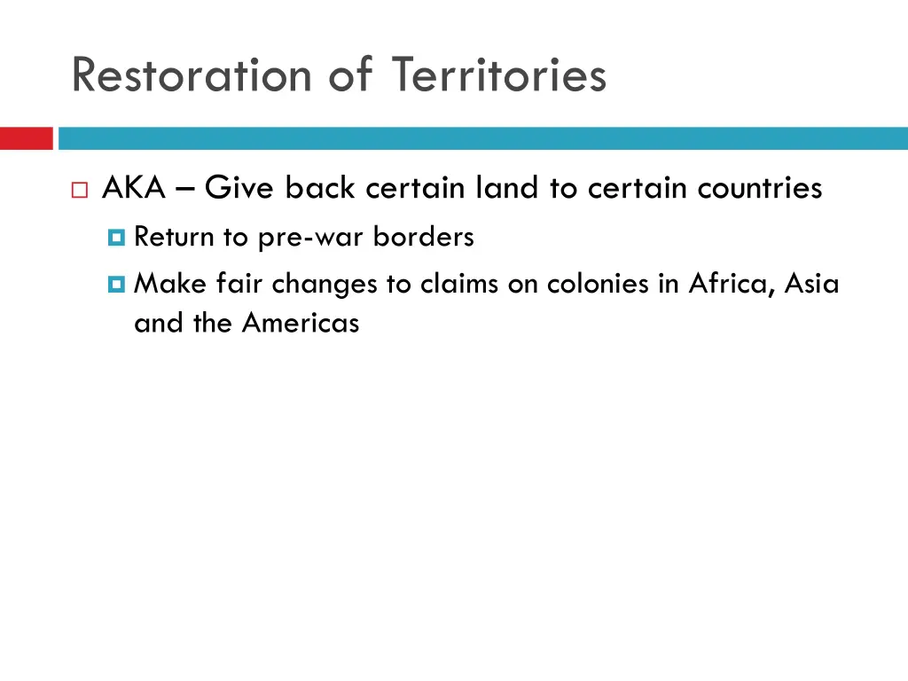 restoration of territories