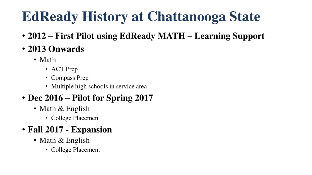 edready history at chattanooga state