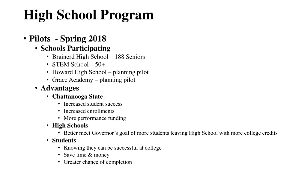 high school program