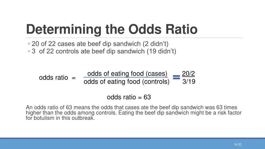 determining the odds ratio 20 of 22 cases