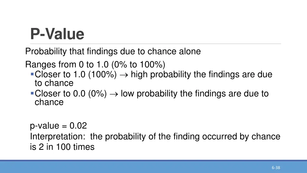 p value probability that findings due to chance