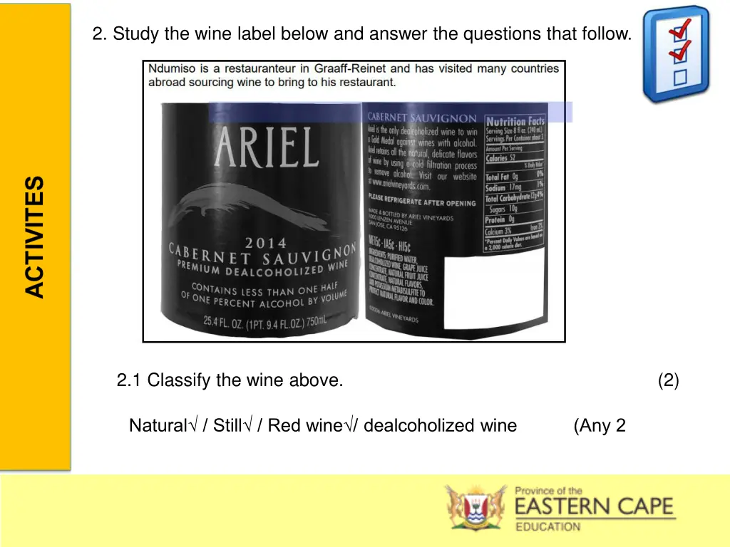 2 study the wine label below and answer