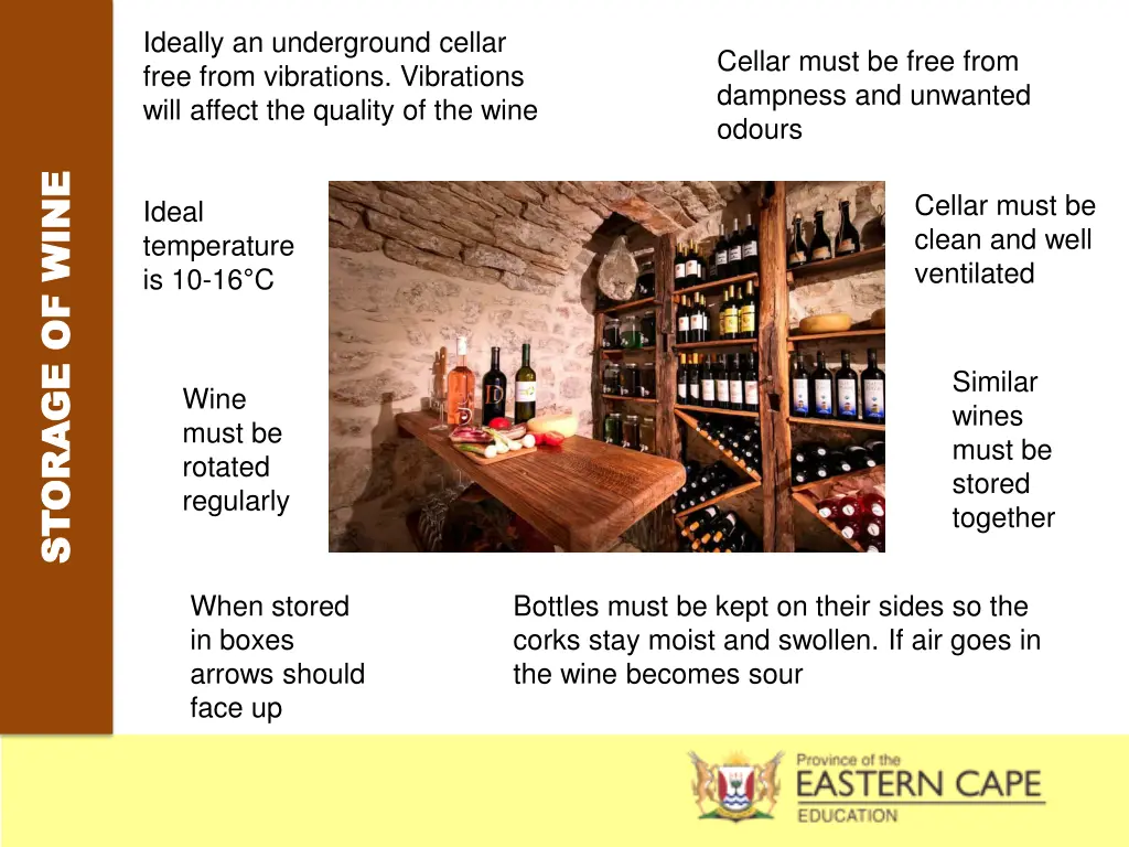 ideally an underground cellar free from