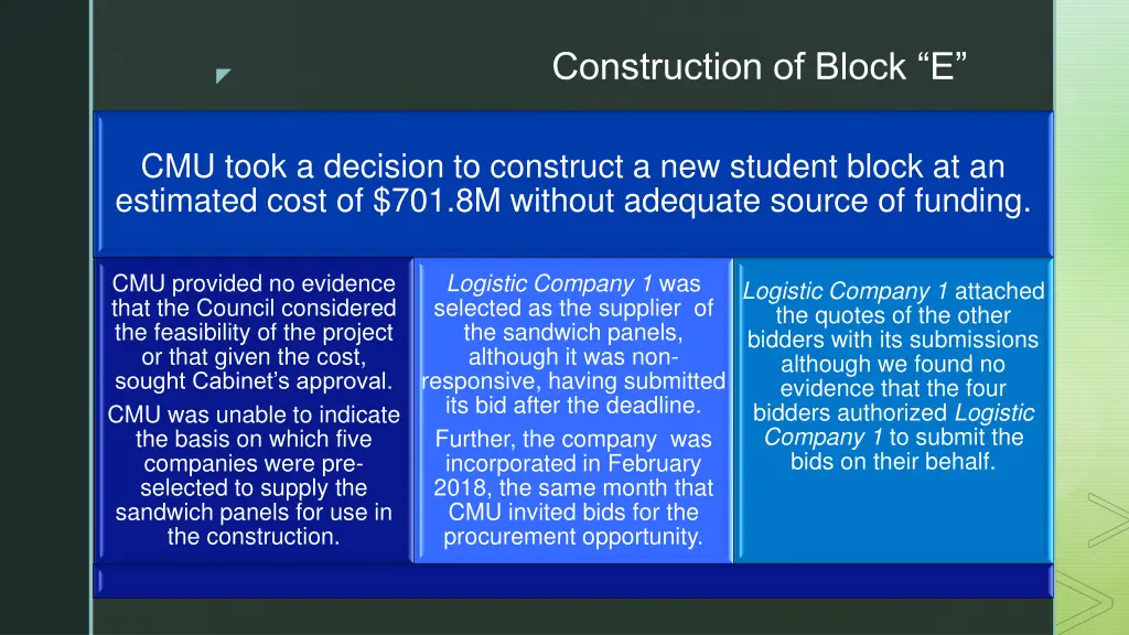 construction of block e