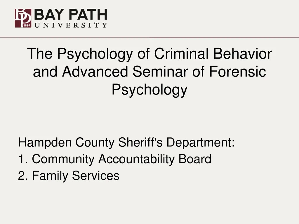 the psychology of criminal behavior and advanced