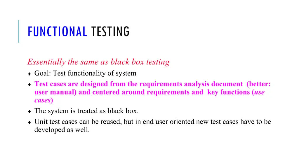 functional testing