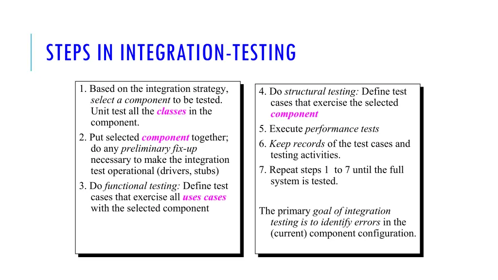 steps in integration testing