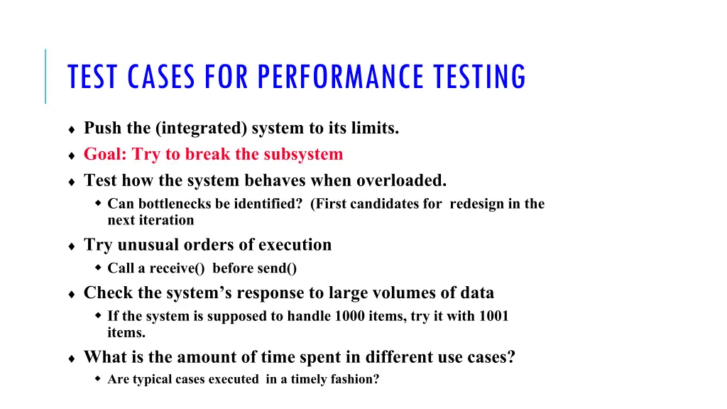 test cases for performance testing