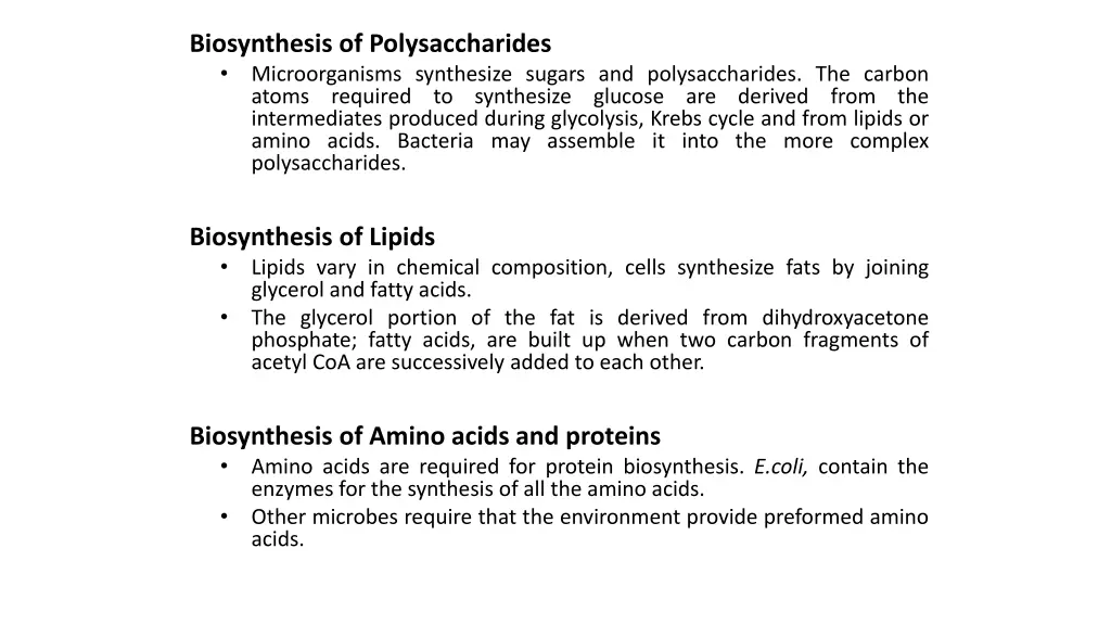 biosynthesis of polysaccharides microorganisms