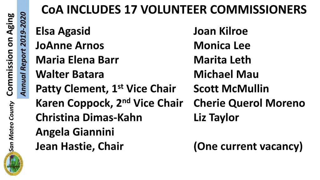 coa includes 17 volunteer commissioners