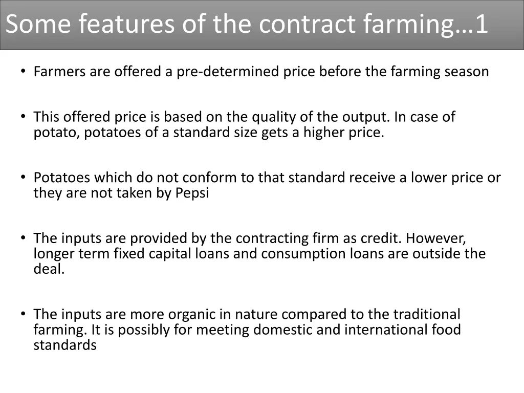 some features of the contract farming 1