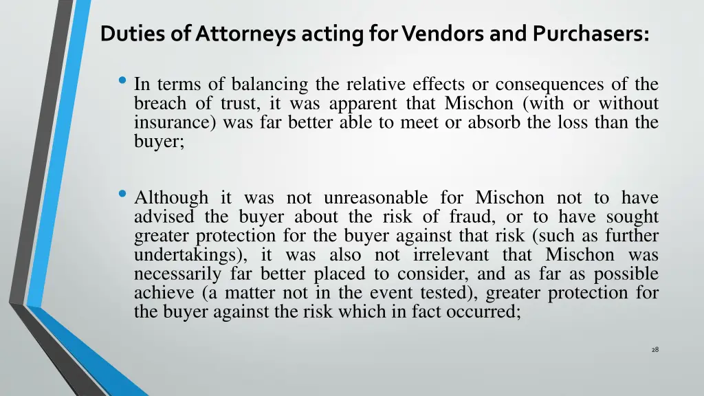 duties of attorneys acting for vendors 14