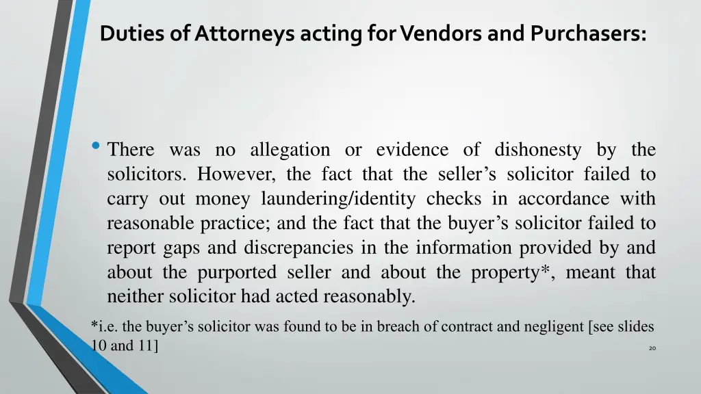 duties of attorneys acting for vendors 6