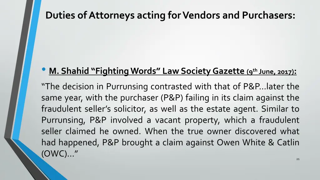 duties of attorneys acting for vendors 7