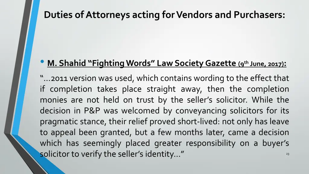 duties of attorneys acting for vendors 9