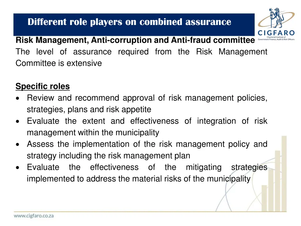 different role players on combined assurance 1