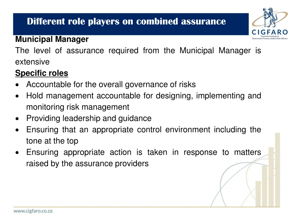 different role players on combined assurance 5