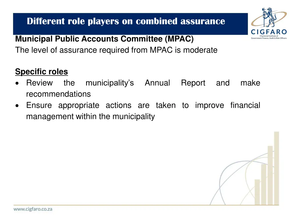 different role players on combined assurance 6