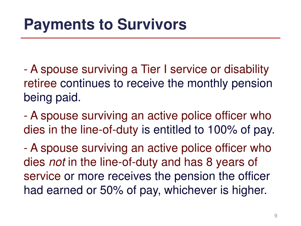 payments to survivors