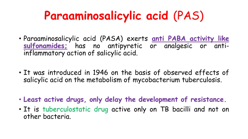 paraaminosalicylic acid pas