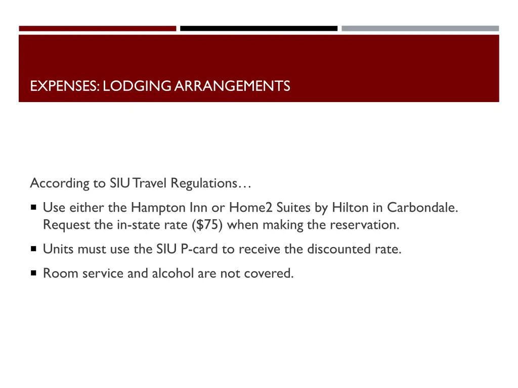 expenses lodging arrangements