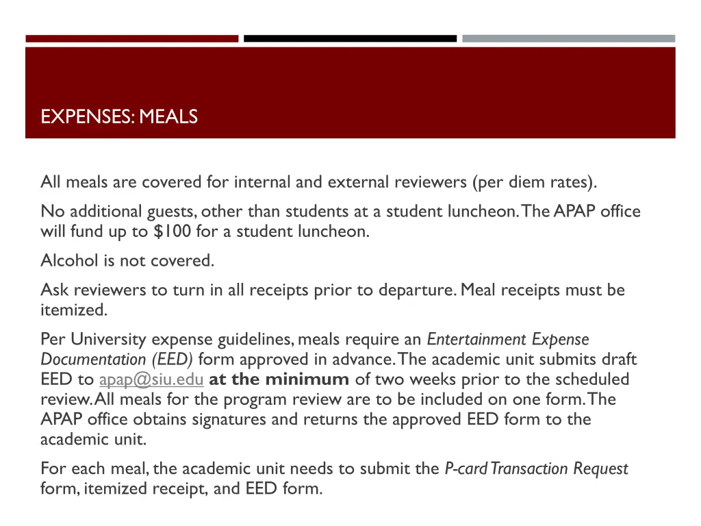 expenses meals