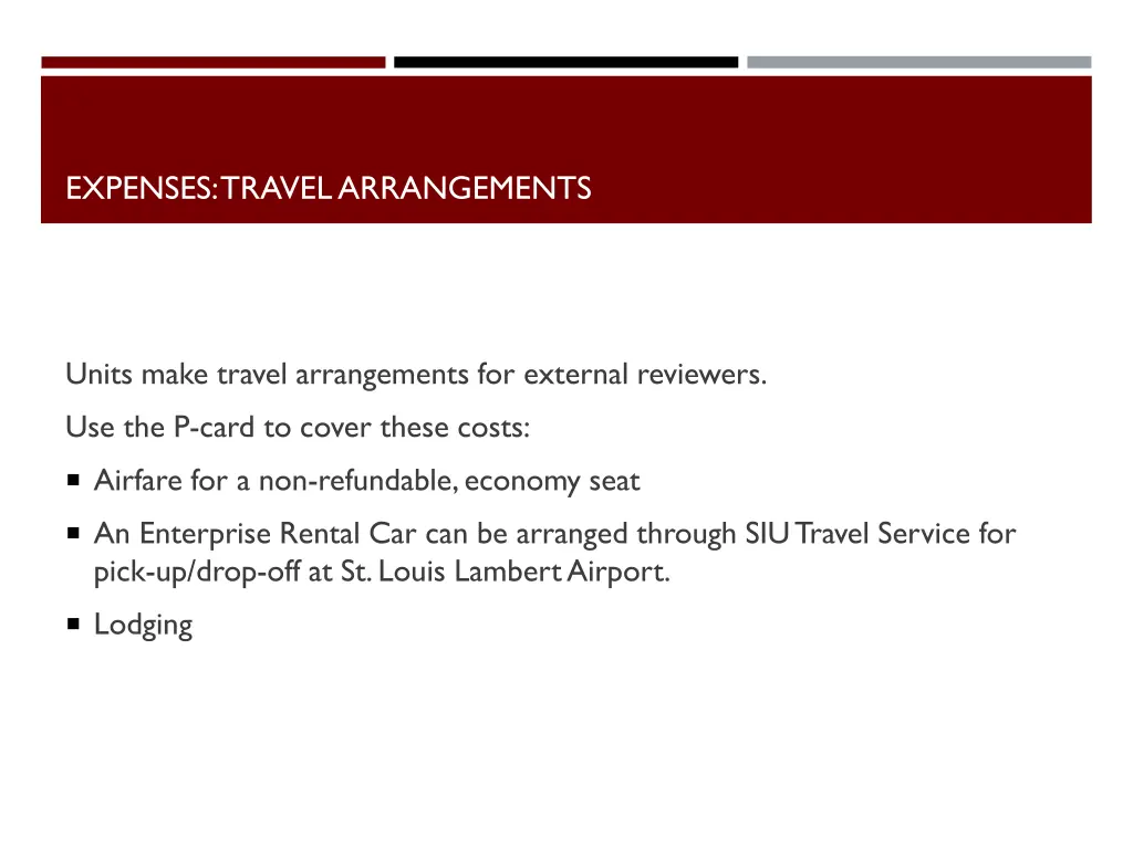 expenses travel arrangements