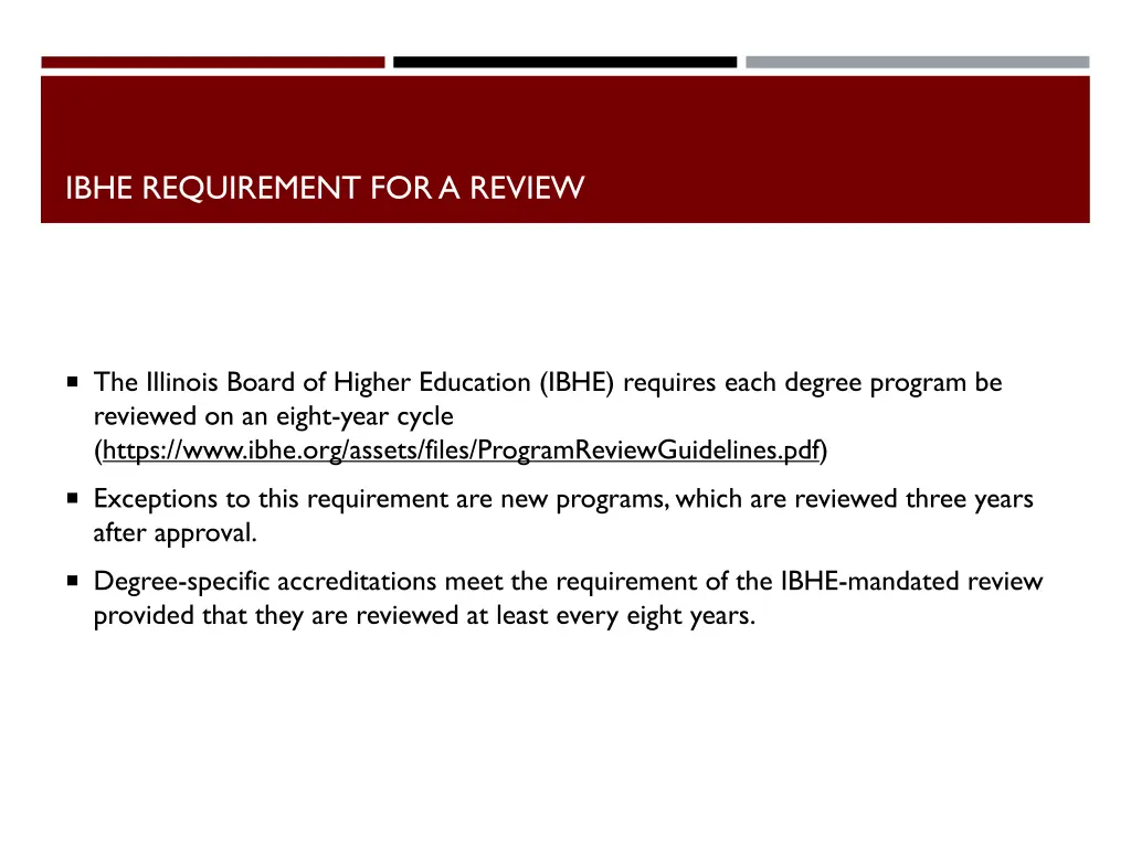 ibhe requirement for a review