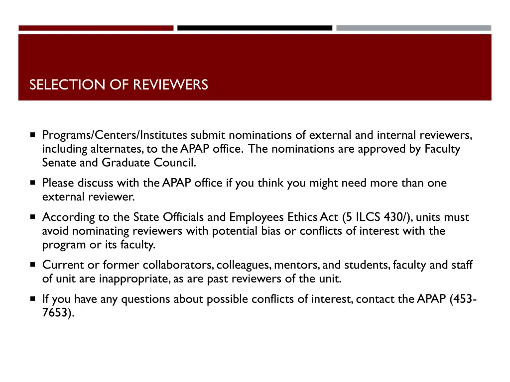 selection of reviewers