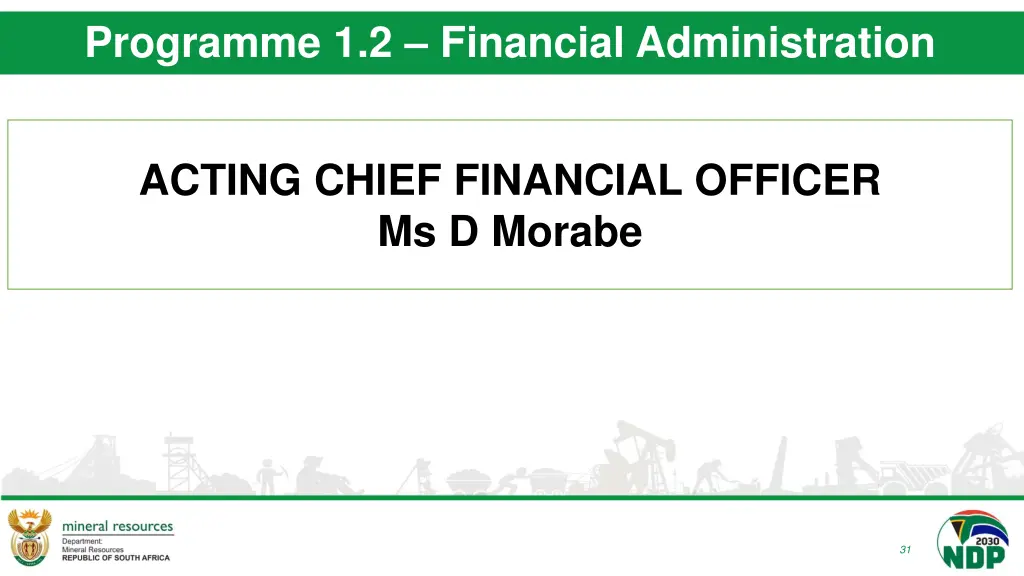 programme 1 2 financial administration