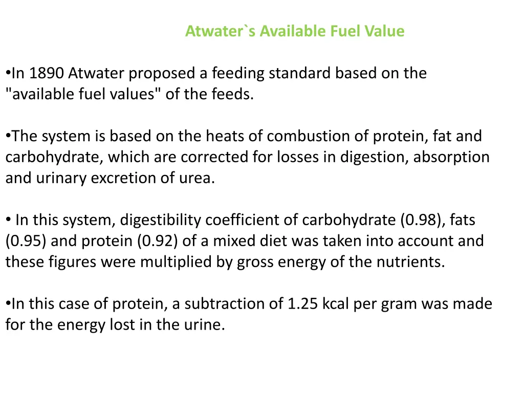 atwater s available fuel value