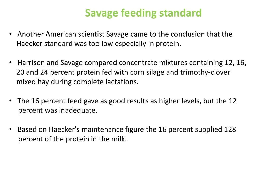 savage feeding standard