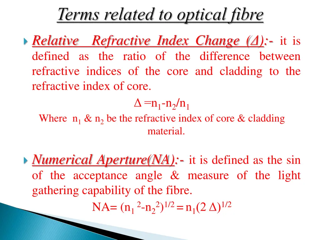 relative refractive index change it is defined