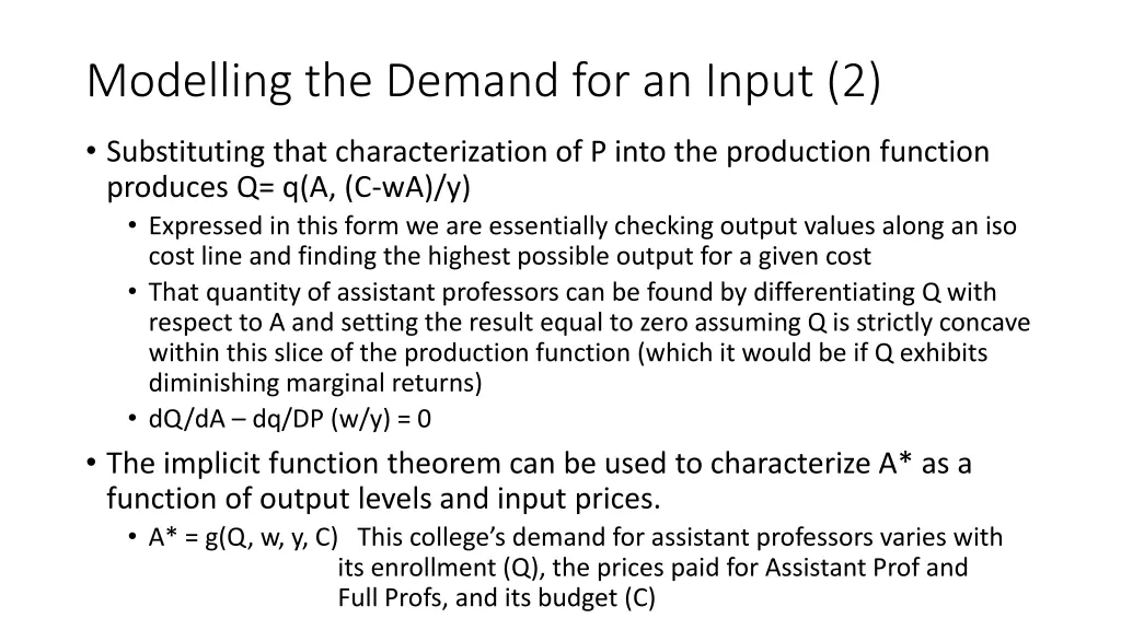 modelling the demand for an input 2